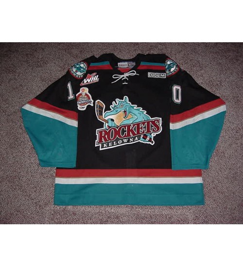 Custom WHL Kelowna Rockets 01 09 DJ King Road Hockey Jersey Black